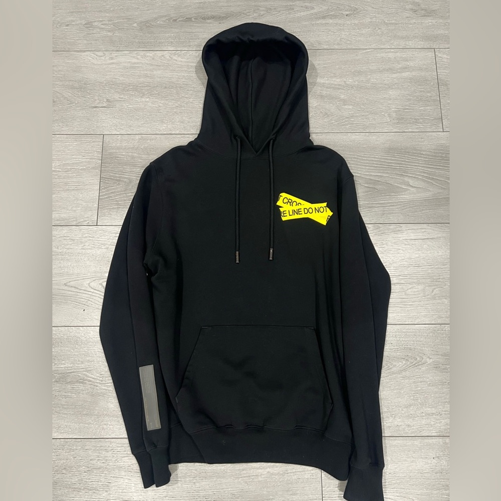 Off White Warning Tape Hoodie (Yellow) Size : S